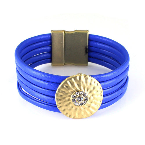 Multi-layer Leather Bracelet w/ Magnetic Clasp
