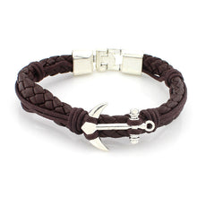 Anchor Braided Leather Bracelet