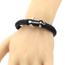 Anchor Braided Leather Bracelet